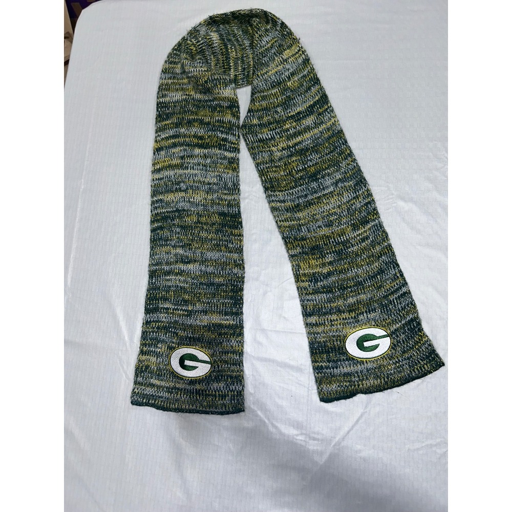 Green Bay Packers NFL Knit Scarf Space Dye‎ Green Gold White Embroidered Logo